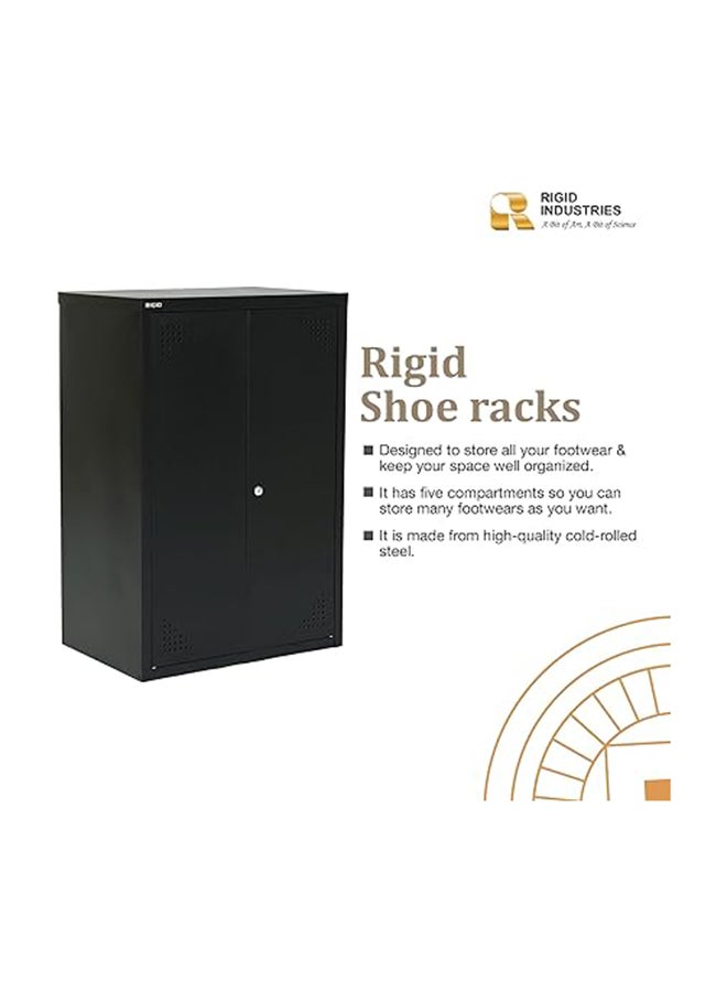 RIGID Steel Shoe Rack with Doors 3 Shelves Storage Cabinet with Ventilation Holes Pre- Assembled, Round Cam Lock with 2 Keys Shoe Storage Unit - Home, Office, Living Room(90H * 60W * 40D)(Black) - Image 2