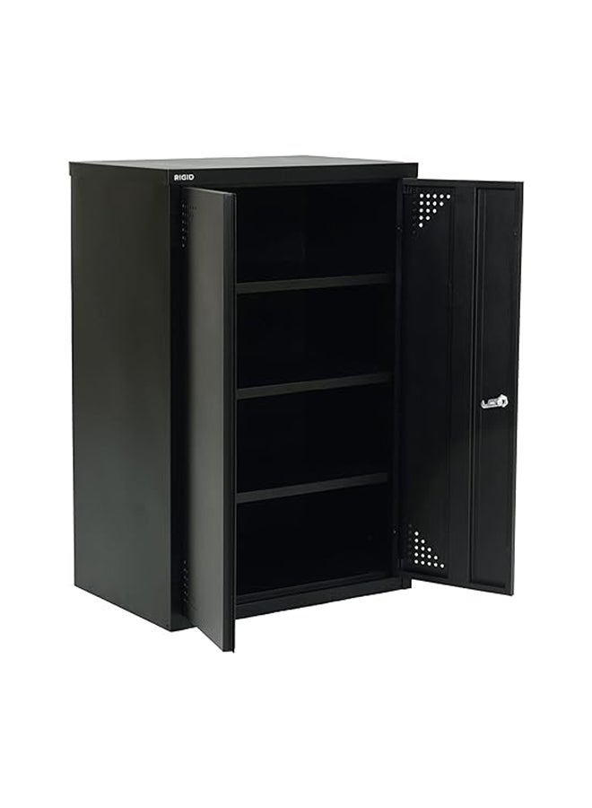 RIGID Steel Shoe Rack with Doors 3 Shelves Storage Cabinet with Ventilation Holes Pre- Assembled, Round Cam Lock with 2 Keys Shoe Storage Unit - Home, Office, Living Room(90H * 60W * 40D)(Black) - Image 5