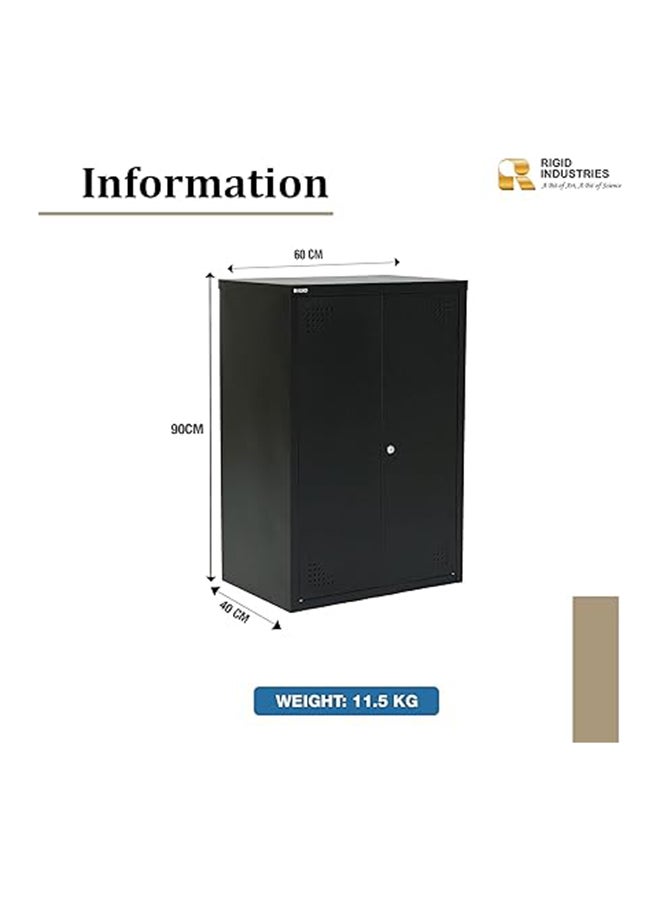 RIGID Steel Shoe Rack with Doors 3 Shelves Storage Cabinet with Ventilation Holes Pre- Assembled, Round Cam Lock with 2 Keys Shoe Storage Unit - Home, Office, Living Room(90H * 60W * 40D)(Black) - Image 4