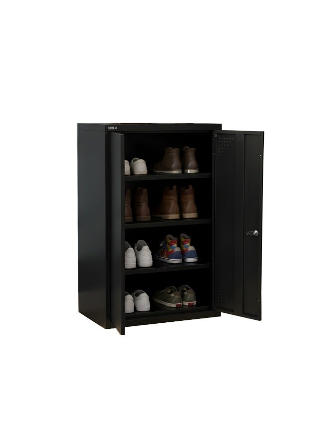 RIGID Steel Shoe Rack with Doors | 3 Shelves Storage Cabinet with Ventilation Holes | Pre- Assembled, Round Cam Lock with 2 Keys | Shoe Storage Unit - Home, Office, Living Room - Image 1