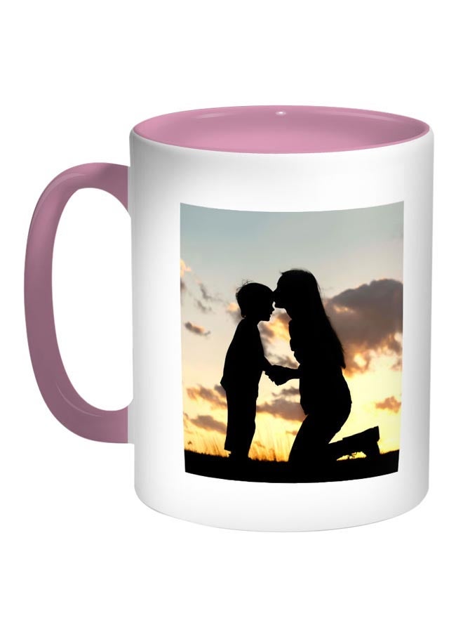 RYN Mother And Child Printed Coffee Mug Pink/White/Black 11ounce
