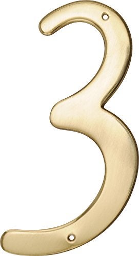 HIllman 847045 4-Inch Nail-On Traditional Solid Brass House Number 3, 1 Count (Pack of 1) - Image 3