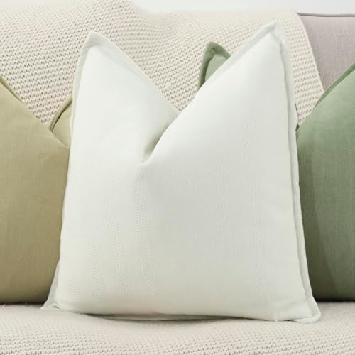 MADIZZ Textured Chenille Euro Sham Pillow Covers Pack of 2 Natural Soft Decorative Accent Pillowcases Boho Neutral Couch Throw Pillow for Bed Home Decor for Sofa Livingroom 26x26 inch White - Image 3