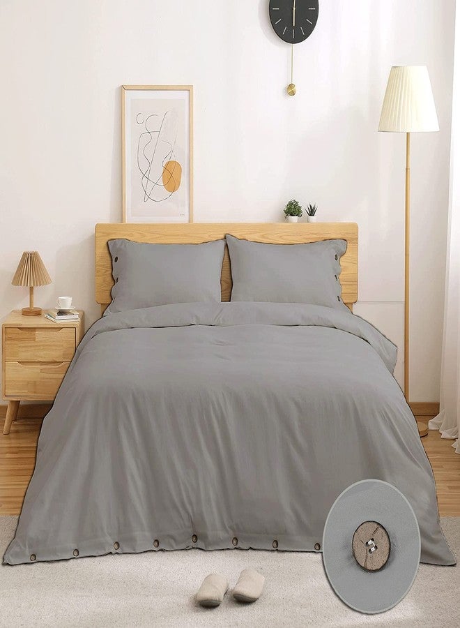 eBeddy Linens Luxury Dark Grey Duvet Cover Set Super King 108x98 Size Egyptian Cotton Luxury Soft & Breathable Comforter Cover with Button Closure & Corner Ties Durable and Fade Resistant - Image 1