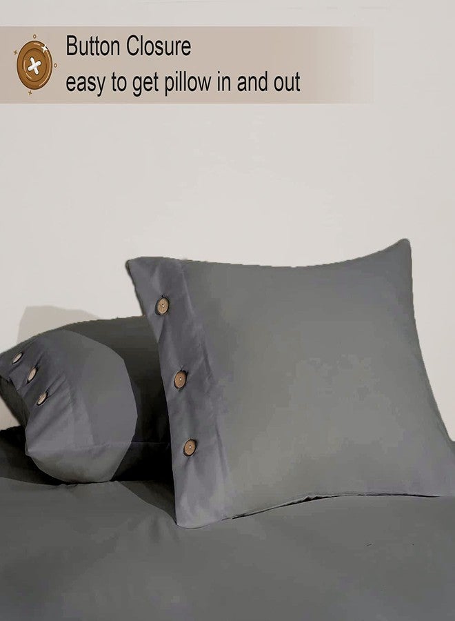 eBeddy Linens Luxury Dark Grey Duvet Cover Set Super King 108x98 Size Egyptian Cotton Luxury Soft & Breathable Comforter Cover with Button Closure & Corner Ties Durable and Fade Resistant - Image 3