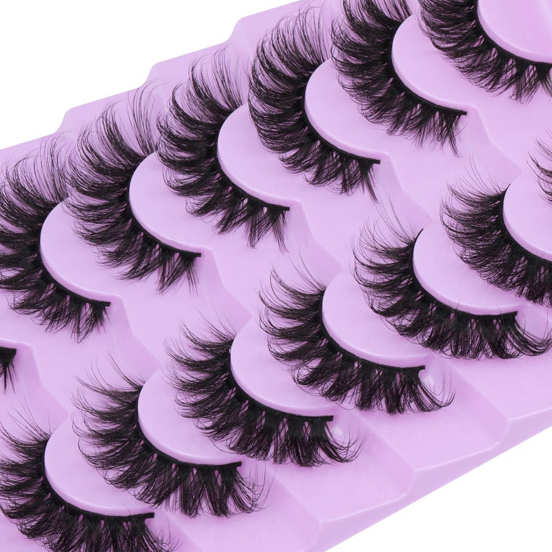 JIMIRE Mink Lashes Fluffy Cat Eye False Eyelashes Volume Wispy Fox Eye Full 17MM Thick Fake Lashes Look Like Eyelash Extensions PestaÃ±as7 Pairs Pack - Image 4