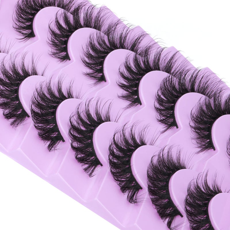JIMIRE Mink Lashes Fluffy Cat Eye False Eyelashes Volume Wispy Fox Eye Full 17MM Thick Fake Lashes Look Like Eyelash Extensions PestaÃ±as7 Pairs Pack - Image 5