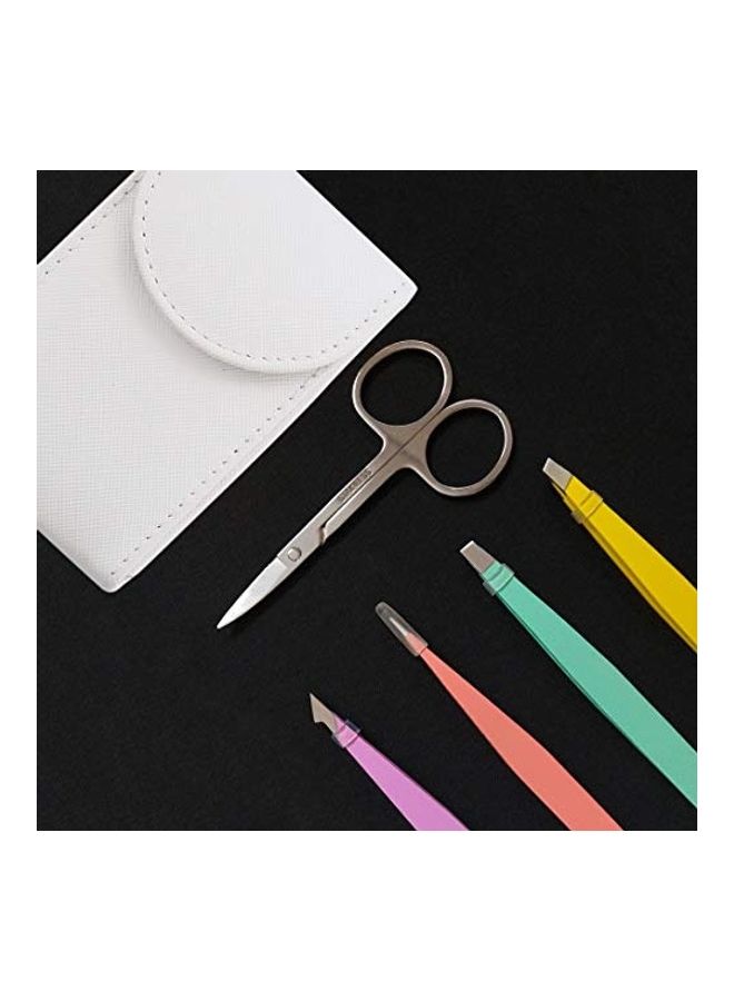 4-Piece Eyebrow Tweezer With Scissors Set Multicolour - Image 2