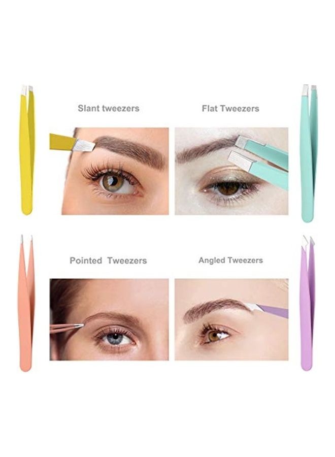 4-Piece Eyebrow Tweezer With Scissors Set Multicolour - Image 3
