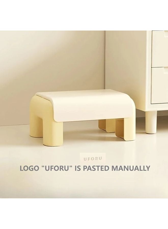 Mango Yellow Train Design Step Stool Non Slip Plastic Storage Ottoman 27 Inch - Image 1