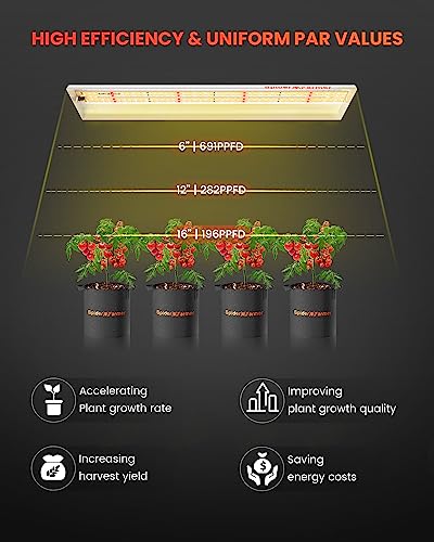 Spider Farmer SF300 LED Grow Lights Sunlike Full Spectrum Plant Growing Lamp for Indoor Plants Seeding Veg Flower Energy Saving & High Efficiency Grow Light for 2x2.5 ft Coverage - Image 3