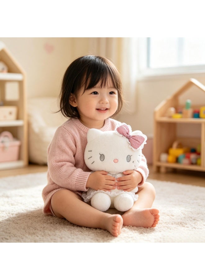 Hello Kitty White Plush Stuffed Animal Doll with Pink Bow - Image 3