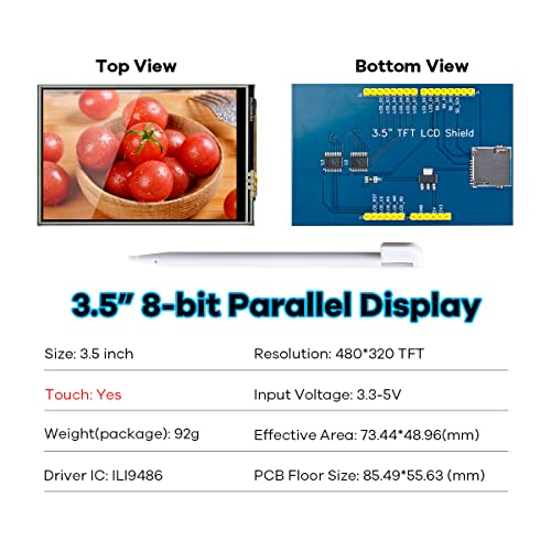 Hosyond 3.5 inch 480X320 TFT Touch Screen Module LCD Display Shield with SD Card Socket Compatible with Arduino R3 Mega2560 - Image 2