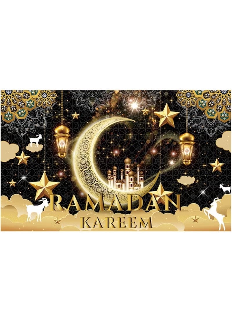 إيليلي رمضان مبارك، عيد مبارك، زينة حفلات، خلفية حفلات رمضان، لافتة زينة حفلات رمضان، رمضان مبارك كريم، زينة منزلية (110*180 سم) - Image 4