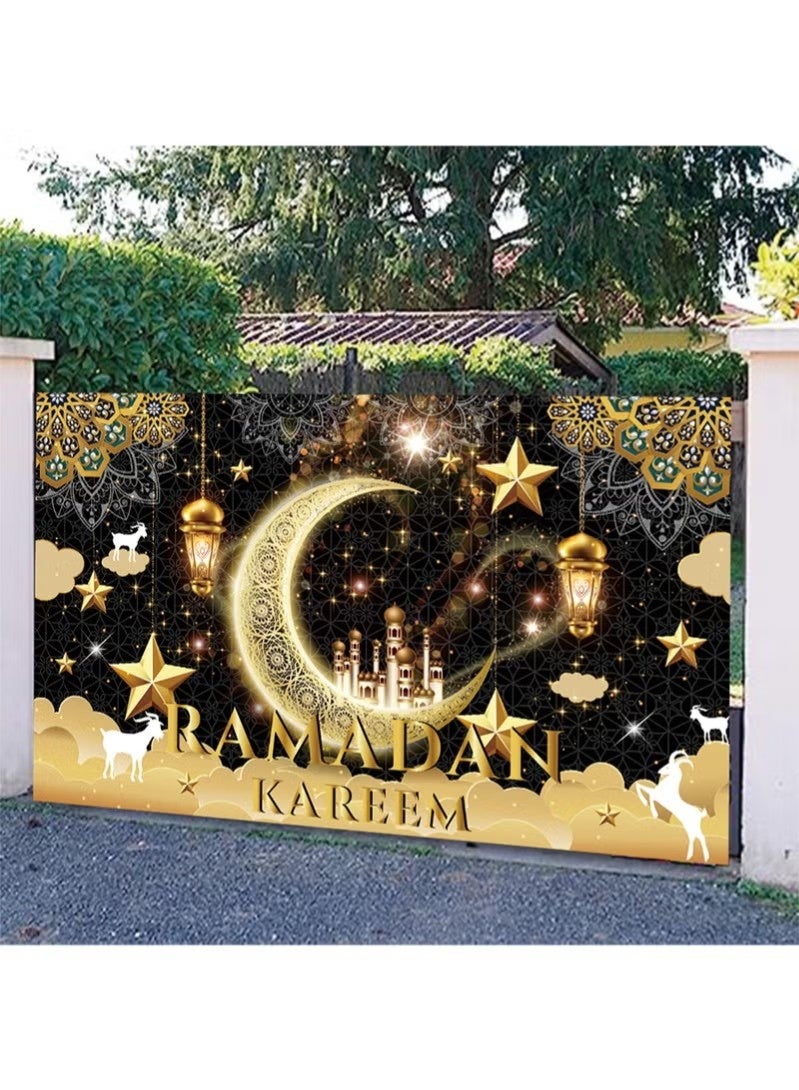 إيليلي رمضان مبارك، عيد مبارك، زينة حفلات، خلفية حفلات رمضان، لافتة زينة حفلات رمضان، رمضان مبارك كريم، زينة منزلية (110*180 سم) - Image 3