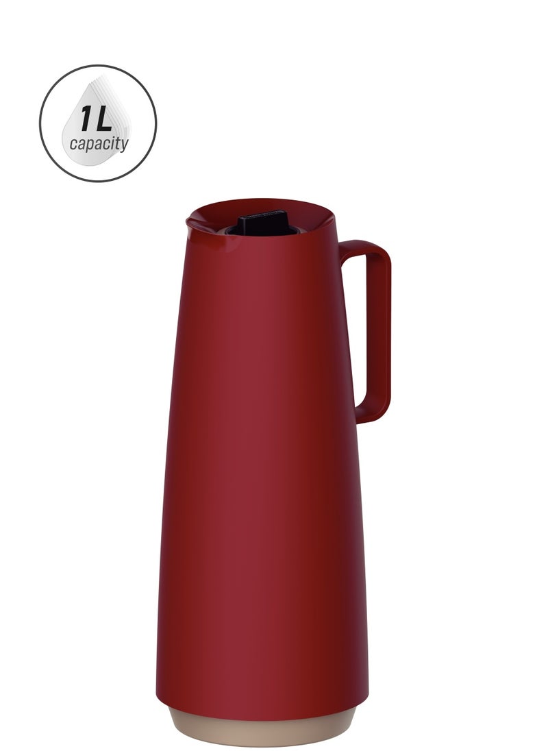 TRAMONTINA - Since 1911,Made in Brazil-  Exata Red Plastic Thermal Flask with 1 Liter Glass Liner - Image 1