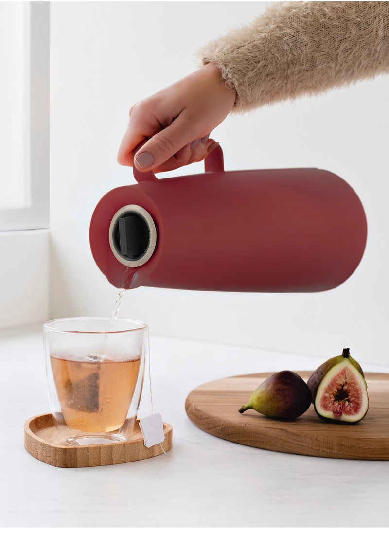 TRAMONTINA - Since 1911,Made in Brazil-  Exata Red Plastic Thermal Flask with 1 Liter Glass Liner - Image 1