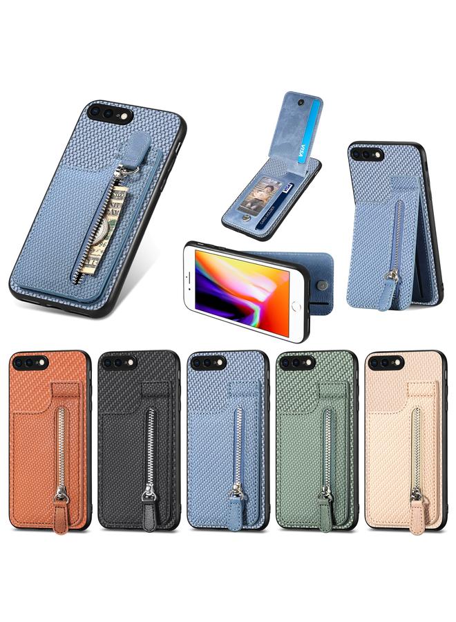 اس-توب جراب هاتف iPhone SE 2022 / 2020 / 7 / 8 مصنوع من ألياف الكربون مع سحاب رأسي - Image 5