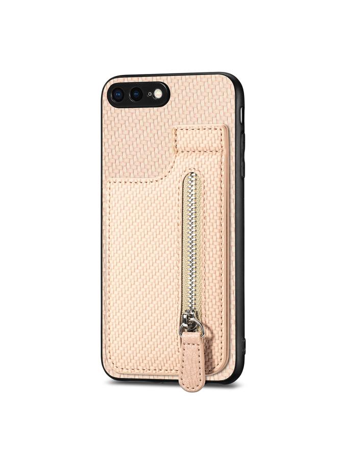 اس-توب جراب هاتف iPhone SE 2022 / 2020 / 7 / 8 مصنوع من ألياف الكربون مع سحاب رأسي - Image 2