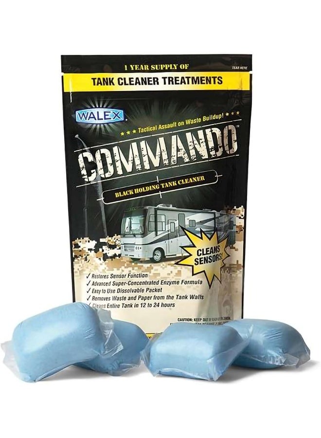WALEX Walex Commando RV Black Holding Tank and Sensor Cleaner Drop Ins, Ocean Mist Scent, 4 Pack 1 Year Supply  - Image 1