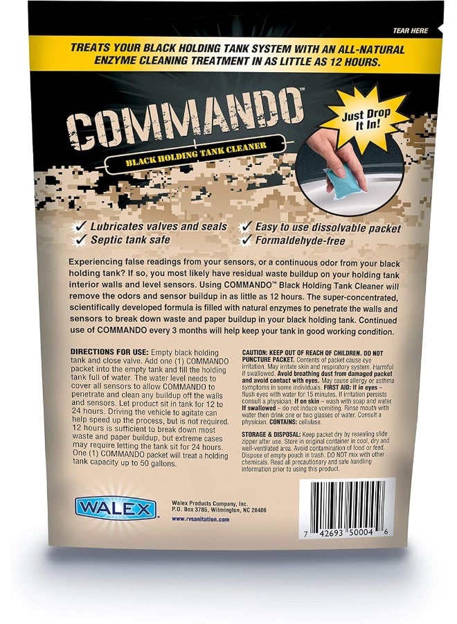 WALEX Walex Commando RV Black Holding Tank and Sensor Cleaner Drop Ins, Ocean Mist Scent, 4 Pack 1 Year Supply  - Image 2