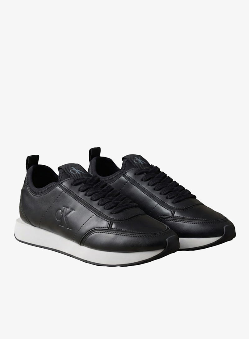 CALVIN KLEIN Retro Runner Sock-Fit Leather Trainers - Image 3