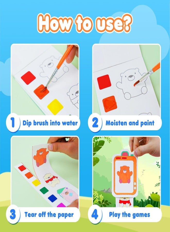 YPLUS Water Colouring Book for Children Painting Watercolour Paint Set Paper for Kids, Magic Book Arts and Crafts Gift for Drawing - Mini Monsters - Image 2
