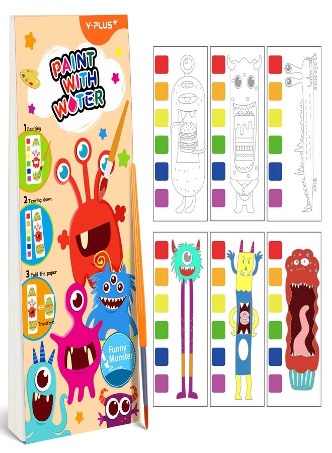 YPLUS Water Colouring Book for Children Painting Watercolour Paint Set Paper for Kids, Magic Book Arts and Crafts Gift for Drawing - Mini Monsters - Image 1