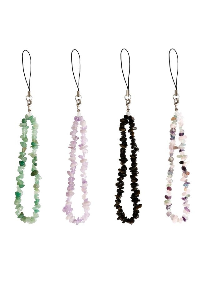 4 Pcs Natural Gem Stone Charms for Phone, AirPods - Women, Girls Wrist Strap Lanyard - Image 1
