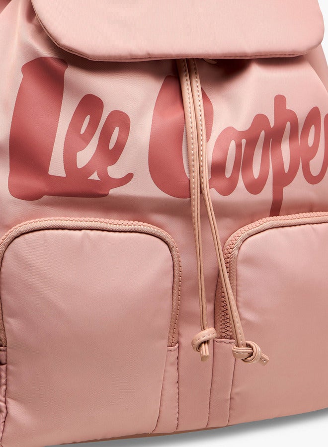 Lee Cooper Logo Print Backpack with Adjustable Straps and Drawstring Closure - 15x30x43 cm - Image 4