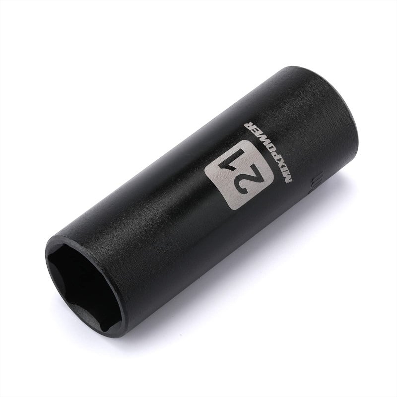 MIXPOWER 12Inch Drive Deep Impact Socket 21mm CRV Metric 6 Point Deep