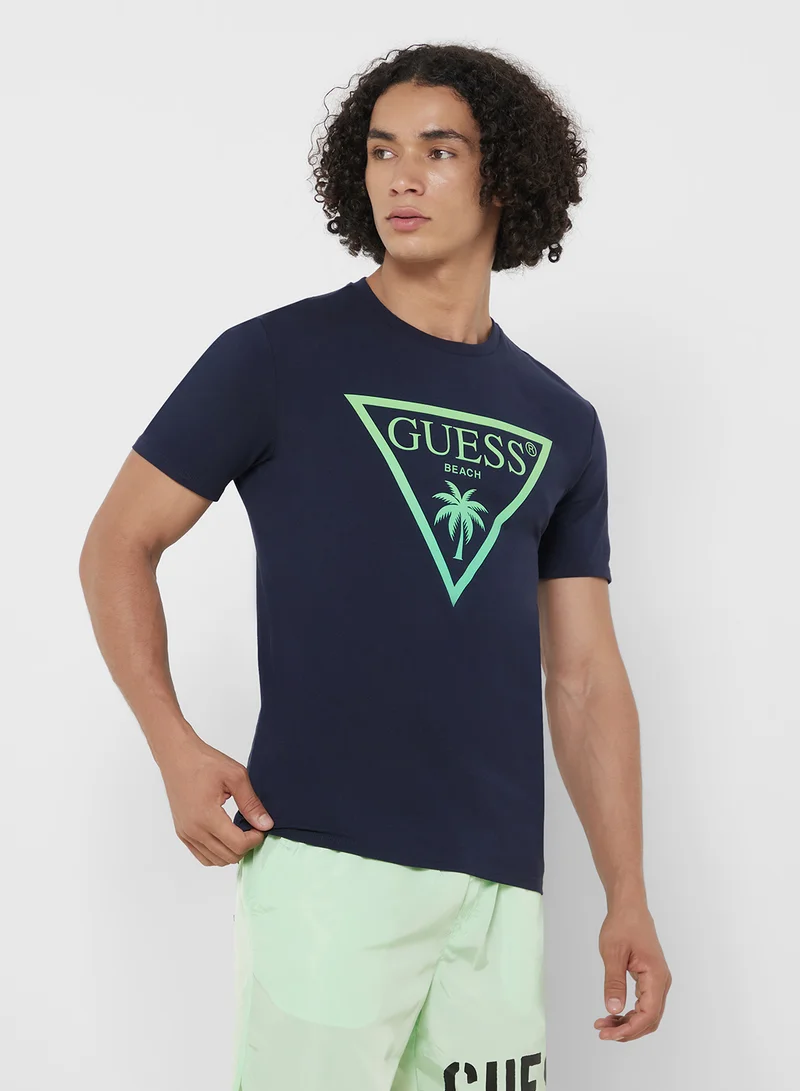 GUESS Triangle Palm Crew Neck T-Shirt