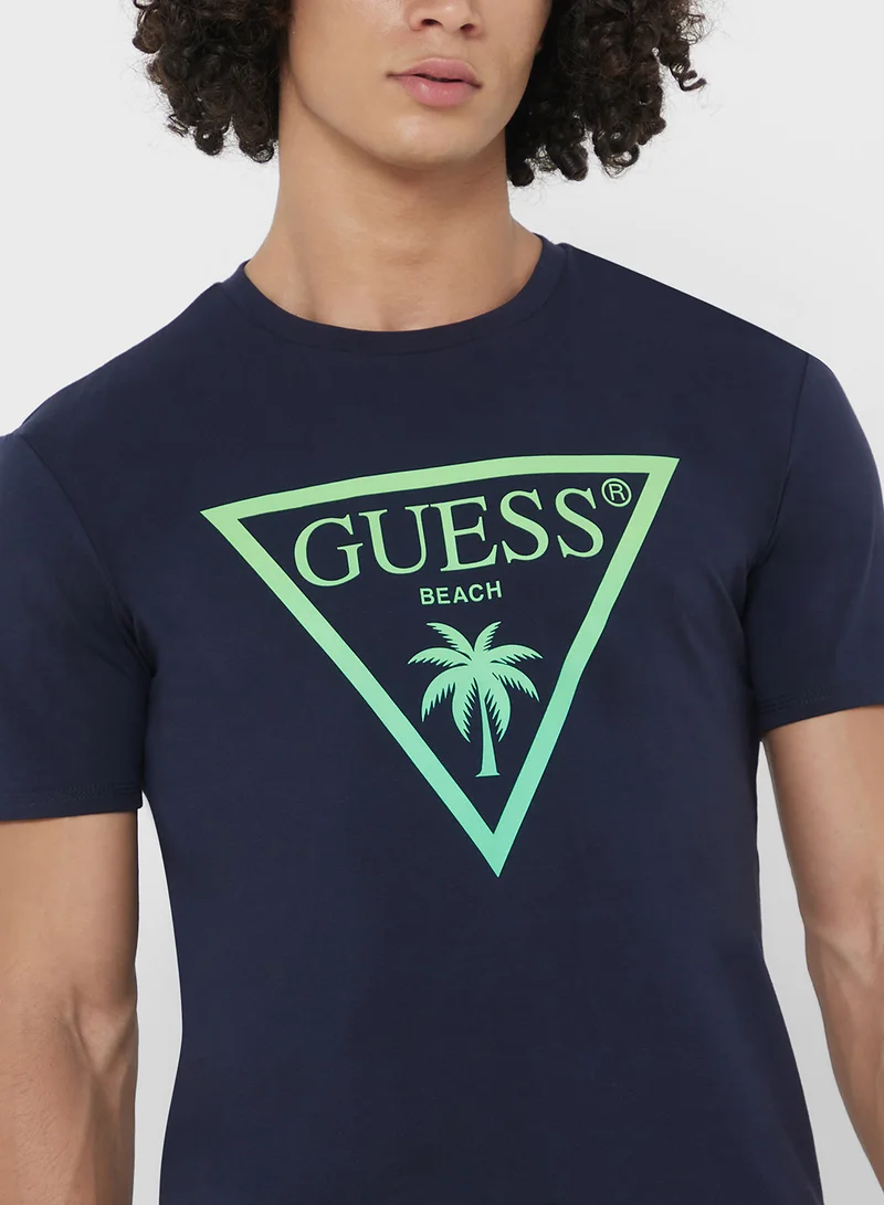 GUESS Triangle Palm Crew Neck T-Shirt
