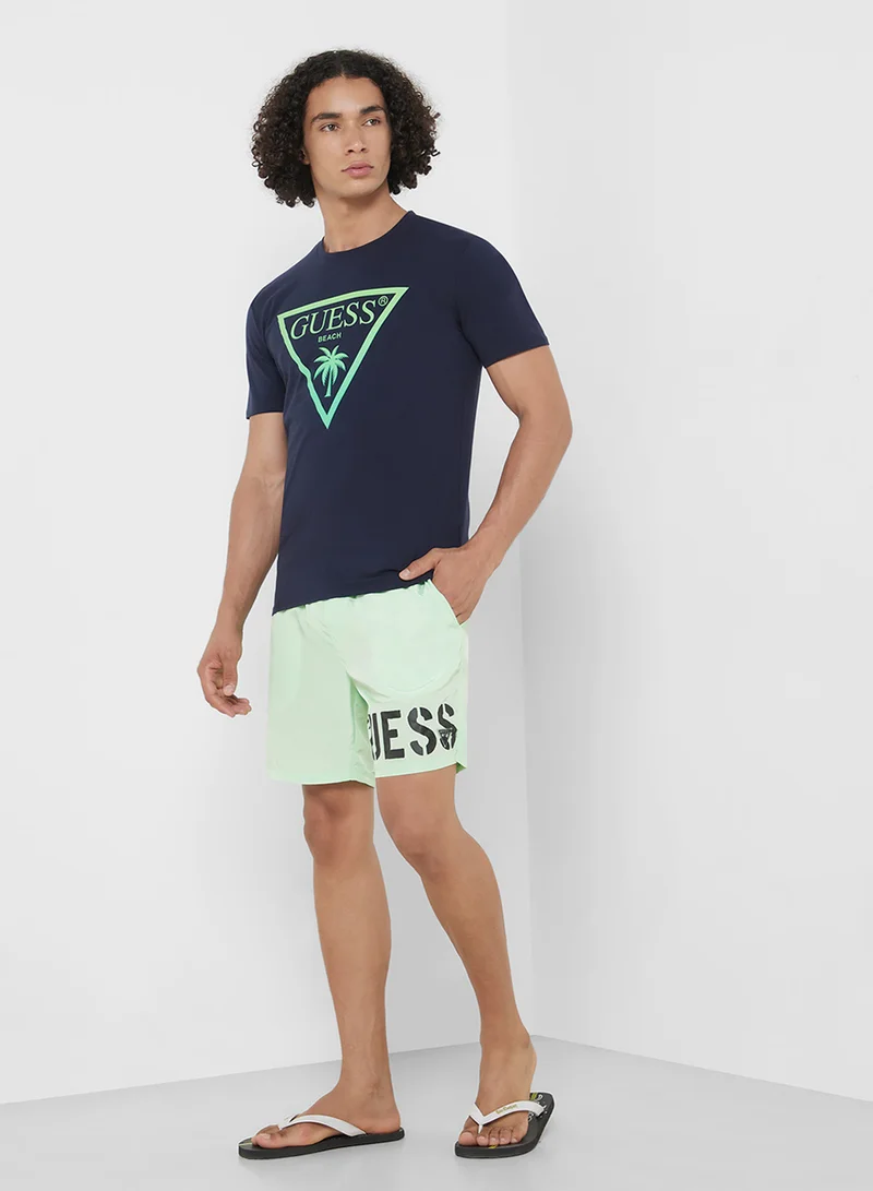 GUESS Triangle Palm Crew Neck T-Shirt