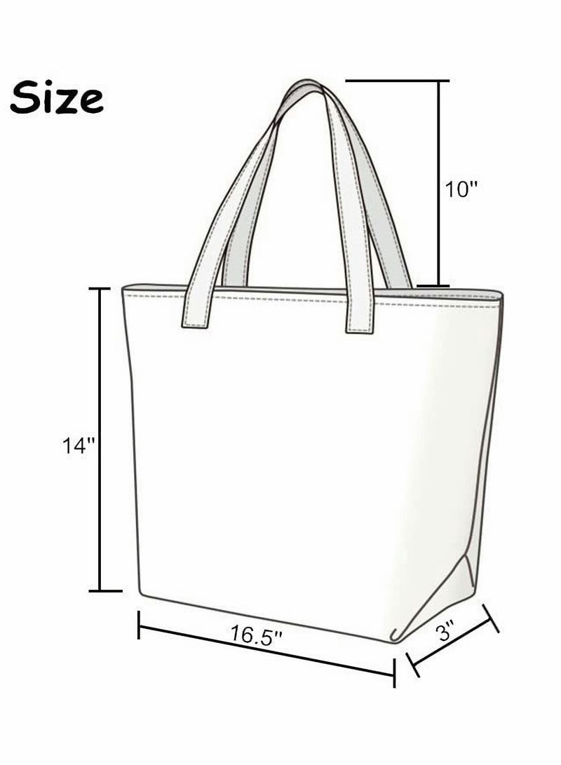 Excefore Cat Canvas Tote Bag, Large Cute Tote Bag for Women with Zip, Cotton Reusable Shopping Bag with Pocket, Shopper Bag Cat Lovers Gift - Image 3