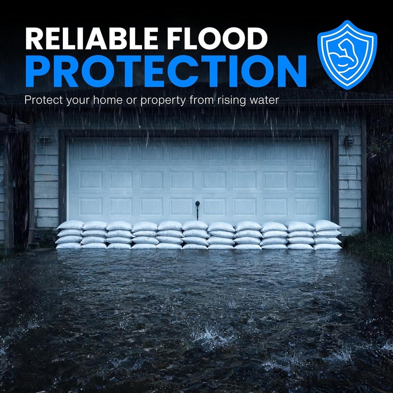 Tapix Heavy Duty Empty White Sandbags with Ties - 14" x 26" (100 Pack) for Flood Protection - Image 2