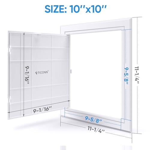 TICONN Access Panel for Drywall, 10 x 10 Inch ABS Plastic Wall Hole Cover Access Doors, Easy Install Plumbing Wall Panel for Drywall, Ceiling, Wiring and Cables - Image 2