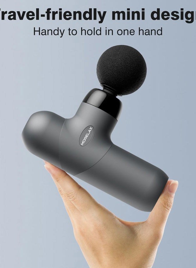 Morelax Mini Massage Gun Deep Tissue, Portable Percussion Muscle Massager for Whole Body Pain Relief, Electric Handheld Sport Massager with 6 Massage Heads 4 Speed, Best Gift (Grey) - Image 4