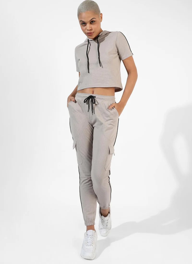 PINACOLADA Women's Moon Grey Contrast Piping Co-Ord Set