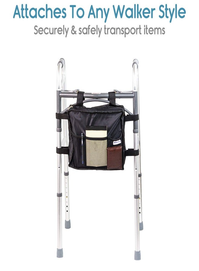 KosmoCare Detachable Walker Bag - Hands Free Storage - Senior Walker Accessory - Fits Most Wide and Narrow Styles - Black - Image 2