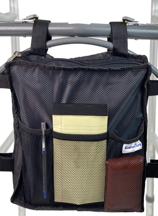 KosmoCare Detachable Walker Bag - Hands Free Storage - Senior Walker Accessory - Fits Most Wide and Narrow Styles - Black - Image 1