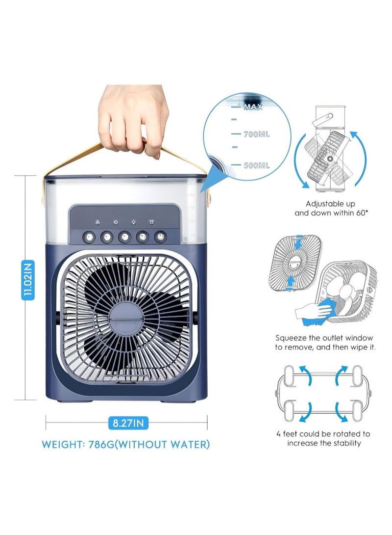 Mini Desktop Air Cooler USB Portable Desktop Air Cooler Fan with 3 Speeds LED Light USB Type-C for Small Environments  - Image 2