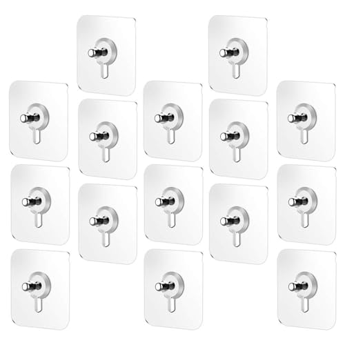 JIALTO 20 Pcs Heavy Duty Adhesive Nail Hooks - Versatile Wall Hangers for Bathroom, Bedroom, and Kitchen - Transparent, Stainless Steel, No Drilling Required - Image 1