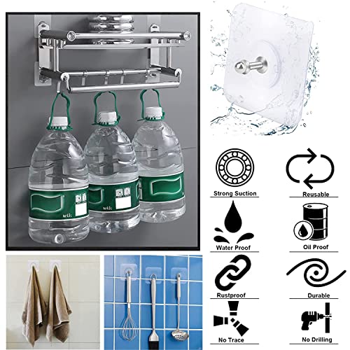 JIALTO 20 Pcs Heavy Duty Adhesive Nail Hooks - Versatile Wall Hangers for Bathroom, Bedroom, and Kitchen - Transparent, Stainless Steel, No Drilling Required - Image 4