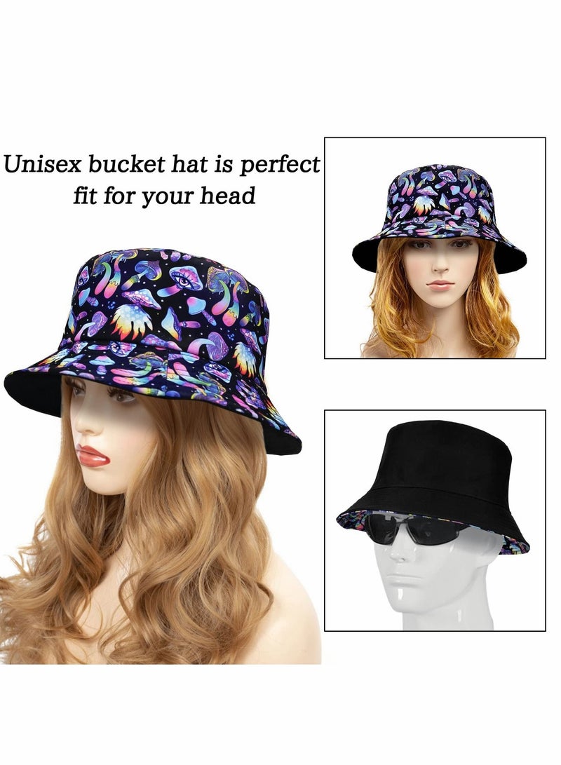 Excefore Bucket Hat for Women Men Summer Teens Double-Side Sun Hat Packable Fisherman Hat Trendy Fashion Sun Protection Cap for Fishing, Beach, Travel, Vacation - Image 2