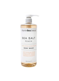 VITAMINS AND SEA BEAUTY Moisturizing Hydrating Body Wash Bath Shower Gel Botanical Exfoliating Balancing Sea Salt and Peach 32 Fl Oz