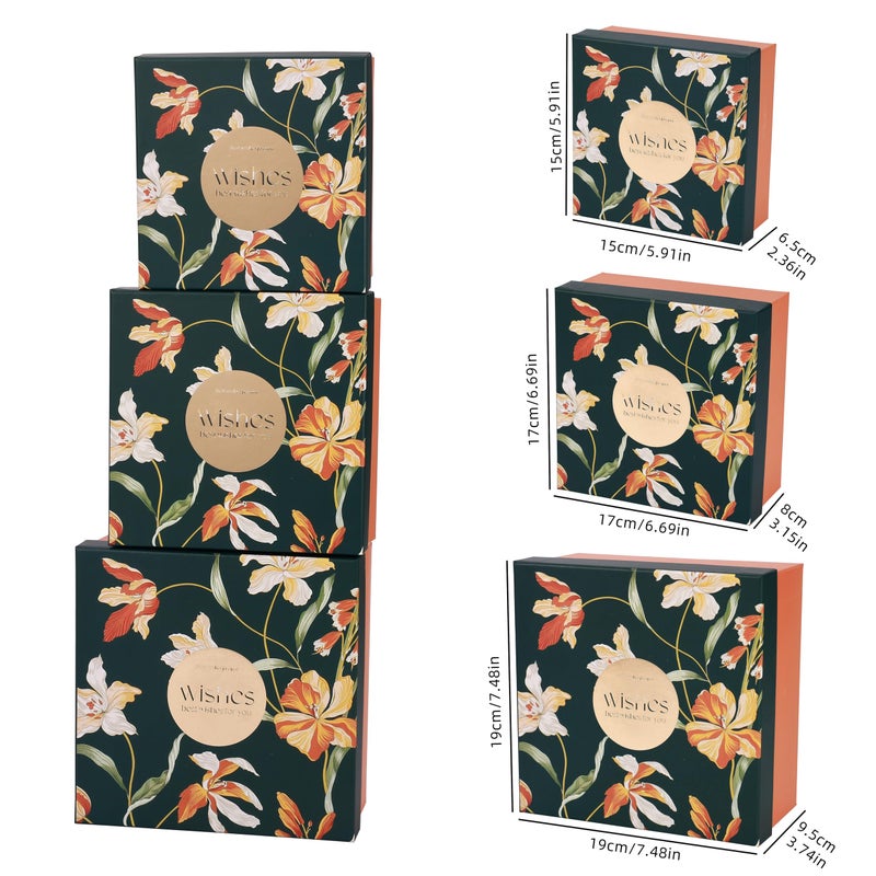 HOME ELEMENTS 3 Pcs Best Wishes Luxury Gift Boxes Set with Lid, Decorative Present Boxes,Bridesmaid Box, Empty Gift Boxes for Hampers, Birthdays, Weddings & Events, Special Occasions (Green) - Image 5