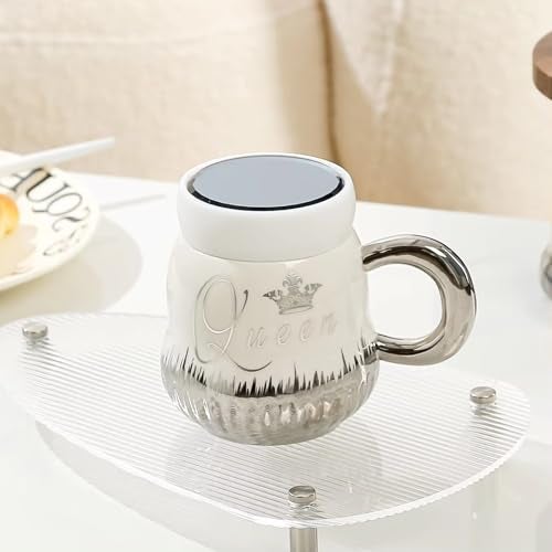 Wosta Ceramic Coffee Mug - King and Queen Coffee Cup for Anniversary Gift for Couple Special,Couple Gifts,Wedding & Engagement Gift for Couples,Coffee Mug with Lid,Marriage Gifts for Couples,400 ml - Image 3