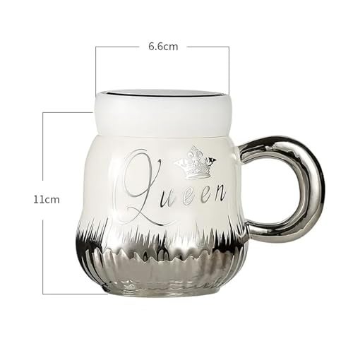 Wosta Ceramic Coffee Mug - King and Queen Coffee Cup for Anniversary Gift for Couple Special,Couple Gifts,Wedding & Engagement Gift for Couples,Coffee Mug with Lid,Marriage Gifts for Couples,400 ml - Image 5