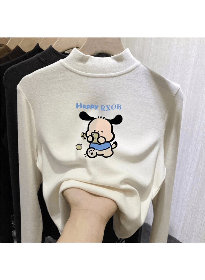 Girls' Double-sided Velvet Half Turtleneck Long-sleeved T-shirt Autumn And Winter New Medium And Large Kidsren's Bottoming Shirt